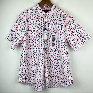 International Report size XXL Men’s Red White Blue Star Button Up Shirt
